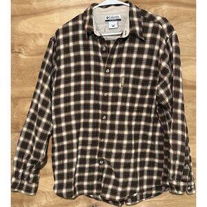 Columbia Shirt Men's Size Large Plaid Flannel Button Down Shirt Long Sleeve